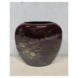Japanese Brown Glaze Quail and Floral