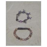 TWO BEADED CHRISTIAN RELIGIOUS BRACELETS. This