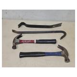 Mixed Lot of 2 Hammers and 2 Pry BarsThis