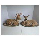 Painted Chalkware-like whitetail buck, doe and