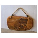 Custom made hand carved bear salmon wall hanging