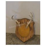 Whitetail deer antlers with custom wooden plaque