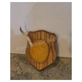 Whitetail deer antlers with custom wooden plaque