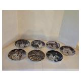 7 assorted wolf theme porcelain collector plates