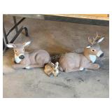3 pc Whitetail deer concrete lawn ornaments