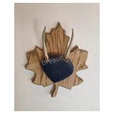 Whitetail deer antlers with custom wooden plaque