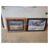 2 wolf theme framed wall prints