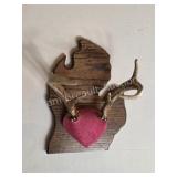 Whitetail deer antlers with custom wooden plaque