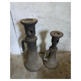 Two vintage antique screw safety jacks