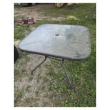 Vintage aluminum frame 35 in glass top patio