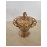 Vintage carnival Glass stemmed compote candy dish