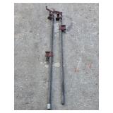 Two vintage CT Co. 42 in pipe vises, made in USA