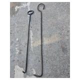 2 steel hook rods pokers