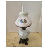 Vintage hurricane style porcelain and cast metal