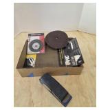 Box lot wire wheel brush, sanding disc,