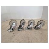 Four 200 lb capacity 3 in clear polyurethane