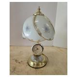 Vintage 16-in table lamp clock combo, untested