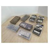 Box lot of storage containers with contents -