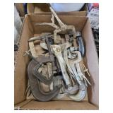 Box lot assorted c clamps, vise lock clamps, pipe