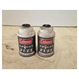Two vintage Coleman LP gas fuel cans, full