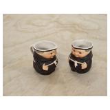 Two vintage ceramic friar creamers, West Germany