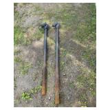 Two cast iron horse head hanging lantern posts