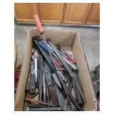 Box lot assorted files, punches, rasps, chisels,