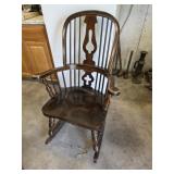 Vintage dark solid pine rocking chair