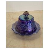 Vintage carnival glass purple iridescent covered