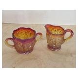 Vintage Carnival Glass sugar creamer set,