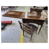 Vintage Singer sewing machine, cabinet and chair
