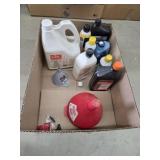 Box lot - miscellaneous oils, lubricants, funnels