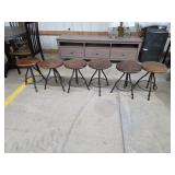 6 modern cast metal base screw style bar stools