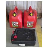 2 Sceptar 5 gallon plastic gas cans and super