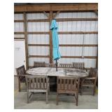 11 piece outdoor wooden patio set