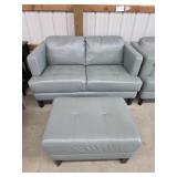 Light seafoam green 58 in tufted leather sofa