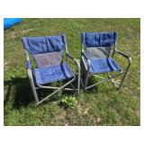 Two natural gear lawn chairs with folding side