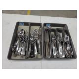 2 trays assorted silverware