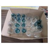 Box lot miscellaneous glasses and flower vases