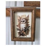 Vintage 3D mixed media Owl shadow box American