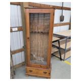 Vintage pine 6-place firearm storage cabinet with