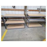 Three steel frame 3-tier storage shelving units,