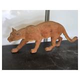 Ken Cole hand carved wooden mountain lion figurine