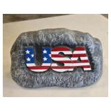 USA United we stand painted ceramic faux rock