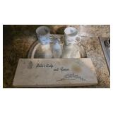 VINTAGE SILVER PLATED PLATTER & WEDDING KNIFE SET