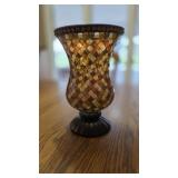 VINTAGE DECORATIVE STAINED GLASS VASE/CANDLE