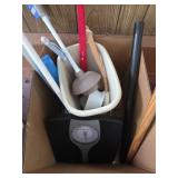 BOX LOT ASSORTED HOUSEHOLD ITEMS