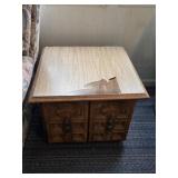 VINTAGE SQUARE 2-DOOR END TABLE, VINYL WALLPAPER