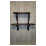 VINTAGE DARK PINE 2-TIER WALL SHELF