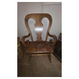 VINTAGE SOLID WOOD GOLD EMBOSSED CHAIR